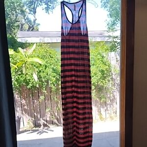 Striped Black and Red Maxi Dress